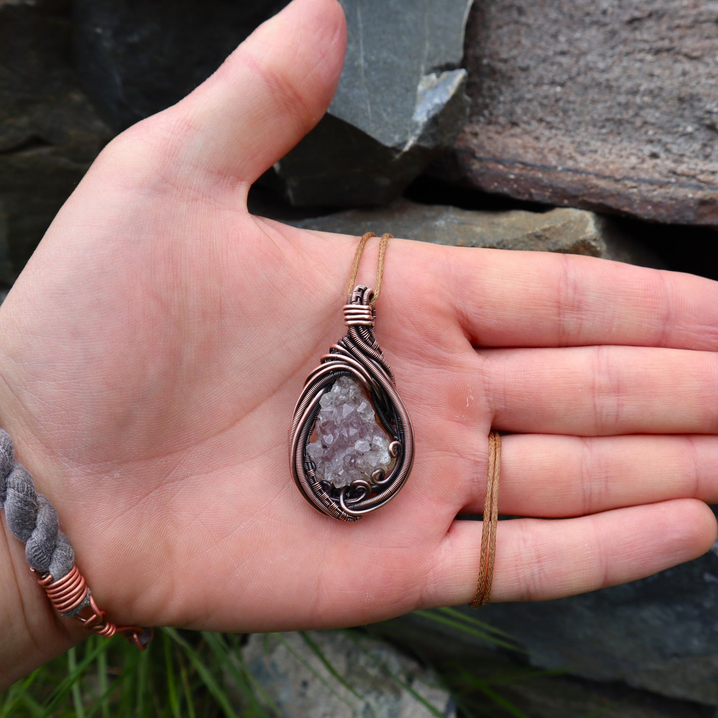 Pink Cloud Geode Pendant