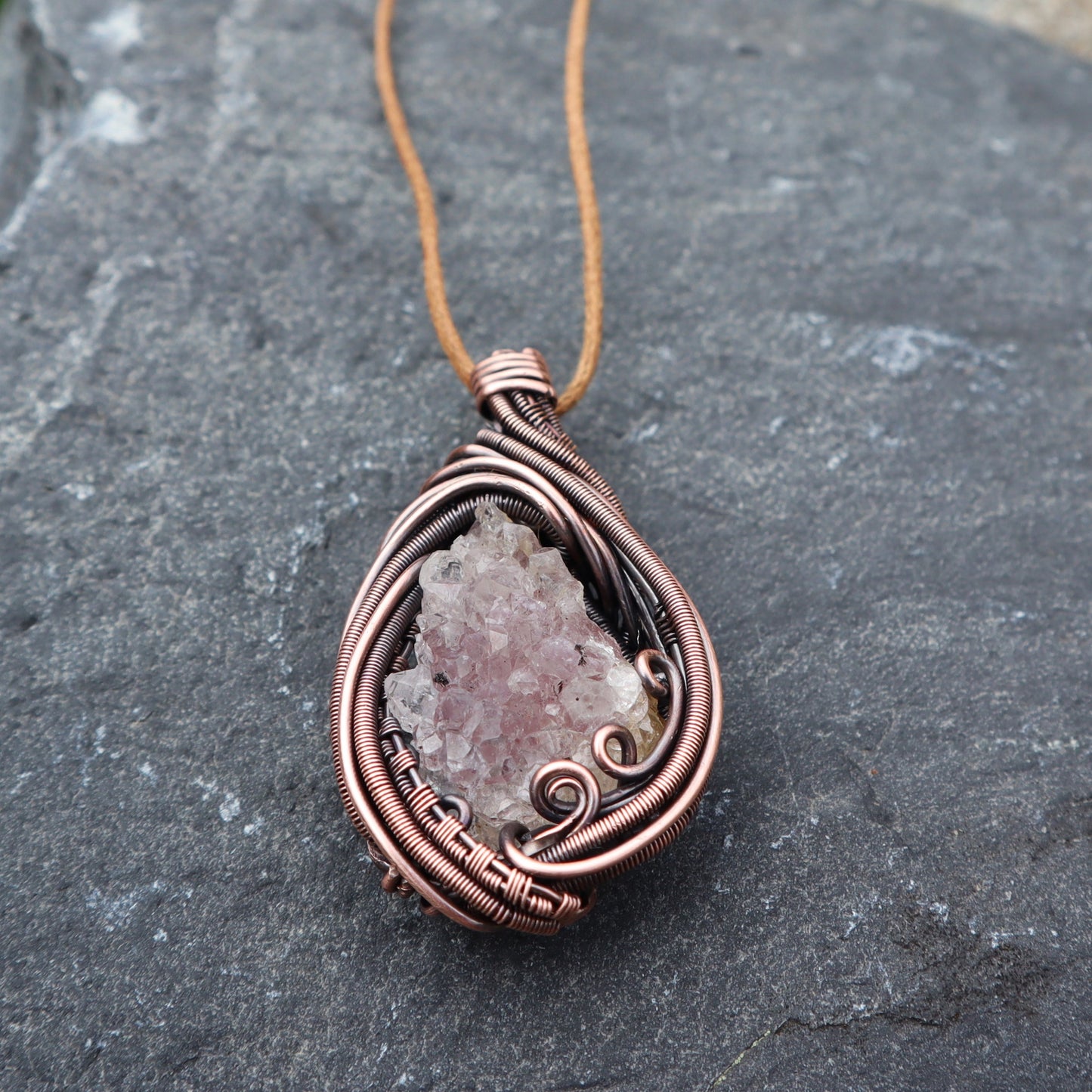 Pink Cloud Geode Pendant